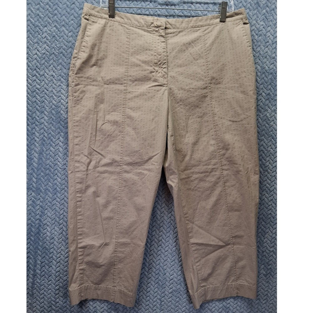 Liz Claiborne Golf Klute Tan Khaki Textured Cropped Pants Womens 12 Seersucker